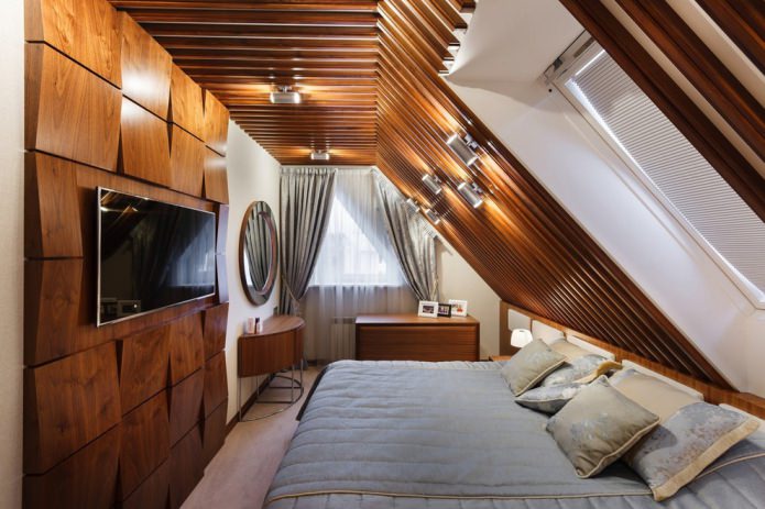 деревянные панели в спальне