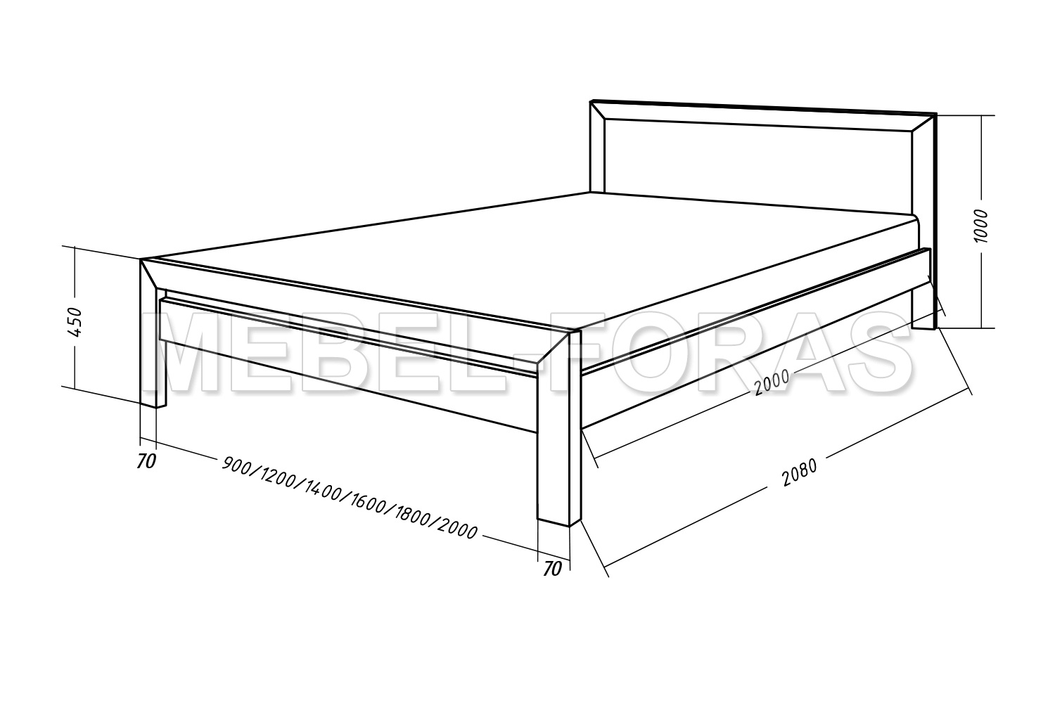 схема деревянной кровати 160х200
