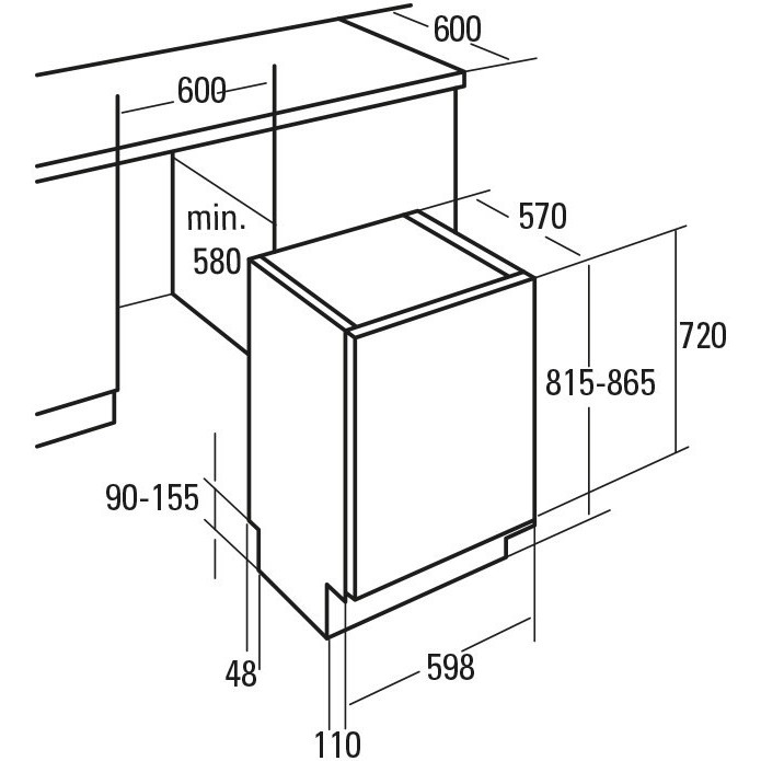 Размер посудомойки встраиваемой и размер шкафа
