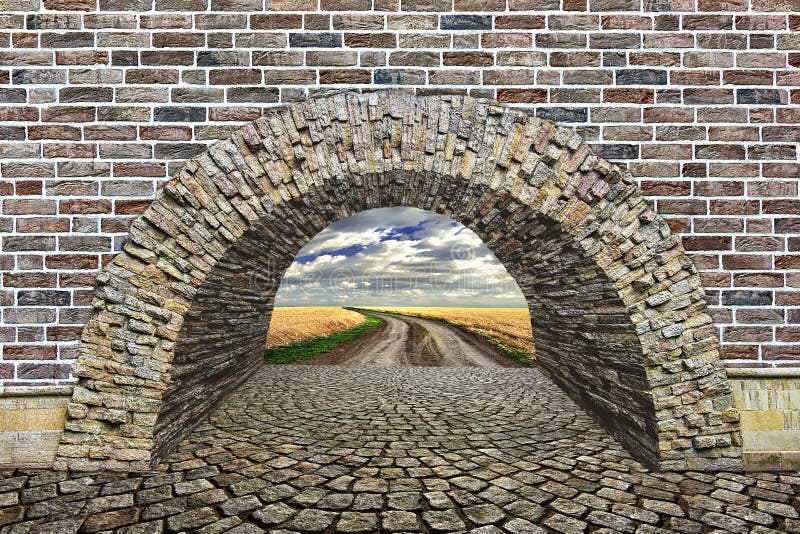 Stone arch in the wall royalty free stock photo