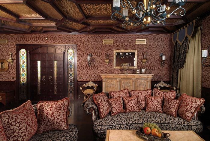 красивый интерьер спальни в готическом стиле